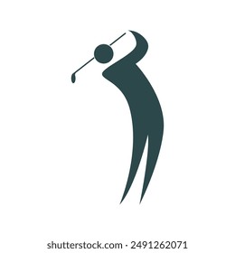 Simple Minimalist Human Hold Golf Stick für Sport Icon Symbol Illustration Vektorgrafik