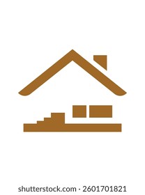 A simple minimalist icon with a brown home structure. Suitable for real estate designs