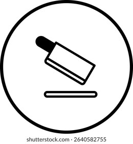 Simple minimalist icon depicting a knife cutting a food item within a circular border