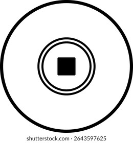 Simple minimalist icon design with a central square enclosed within concentric circles