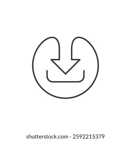 A simple, minimalist icon featuring a downward arrow pointing into a tray, symbolizing the action of downloading. The clean design makes it easily recognizable and user-friendly.