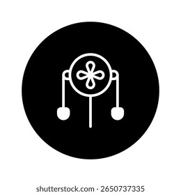 Um ícone simples e minimalista ilustração de um brinquedo tradicional chinês pellet drum representando a cultura