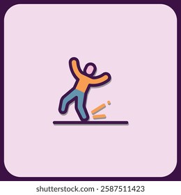 Simple Minimalist Icon of a Person Falling