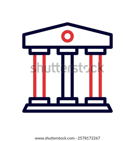 Simple minimalist iconic building with three columns