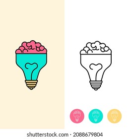 simple minimalist idea lamp design logo with unique colors