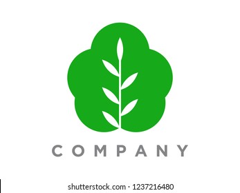 Simple, Minimalist illustration logo design eco leaf.