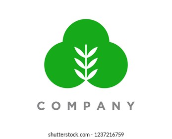 Simple, Minimalist illustration logo design eco leaf.