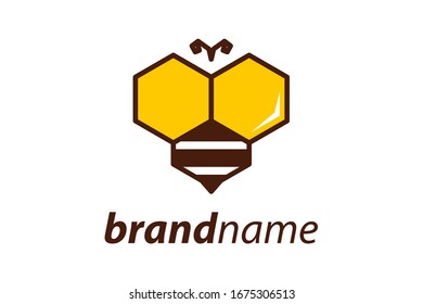 Simple and Minimalist illustration logo design bee.