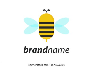 Simple and Minimalist illustration logo design bee.