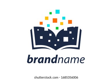 Simple and minimalist illustration logo design book data.