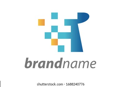 Simple and minimalist illustration logo design initial I flip data.