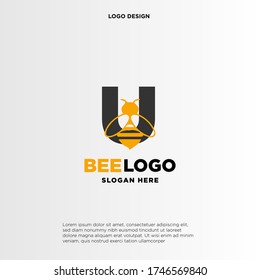 Einfache und minimalistische Darstellung Logo Design erste U kombiniert mit Biene.