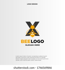 Simple and minimalist illustration logo design initial X combining with bee.