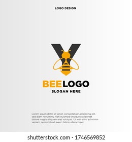 Simple and minimalist illustration logo design initial Y combining with bee.