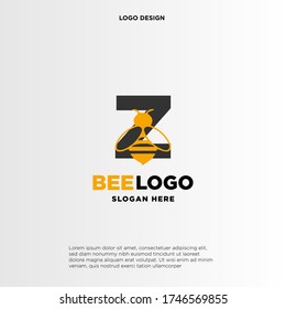 Simple and minimalist illustration logo design initial Z combining with bee.