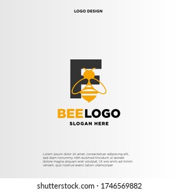 Simple and minimalist illustration logo design initial F combining with bee.