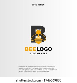 Simple and minimalist illustration logo design initial B combining with bee.