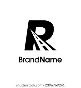 Simple and Minimalist Illustration logo design initial R combine with way icon in black color.