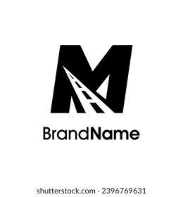 Diseño inicial del logotipo de Ilustración simple y minimalista M se combina con el icono de la forma en color negro.