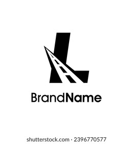 Simple and Minimalist Illustration logo design initial L combine with way icon in black color.