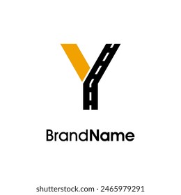 Simple and Minimalist Illustration logo design initial Y combine with way icon in two color. Logo good for company related delivery, transportation and logistic.