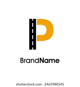 Simple and Minimalist Illustration logo design initial P combine with way icon in two color. Logo good for company related delivery, transportation and logistic.