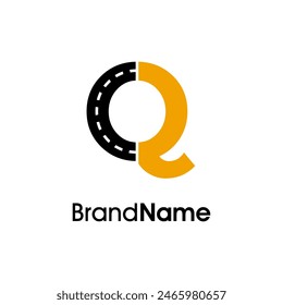 Simple and Minimalist Illustration logo design initial Q combine with way icon in two color. Logo good for company related delivery, transportation and logistic.