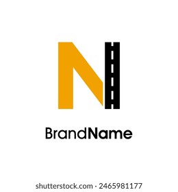 Simple and Minimalist Illustration logo design initial N combine with way icon in two color. Logo good for company related delivery, transportation and logistic.