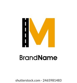 Diseño de logotipo de ilustración simple y minimalista M inicial se combinan con el icono de manera en dos colores. Logotipo bueno para la entrega, transporte y logística relacionados con la empresa.
