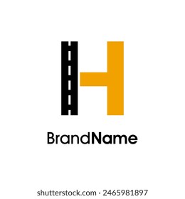 Simple and Minimalist Illustration logo design initial H combine with way icon in two color. Logo good for company related delivery, transportation and logistic.