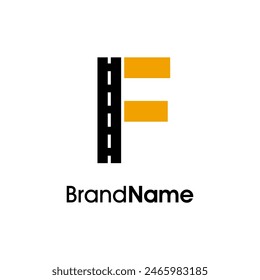Simple and Minimalist Illustration logo design initial F combine with way icon in two color. Logo good for company related delivery, transportation and logistic.