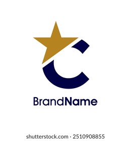 Simple and Minimalist Illustration logo design Initial C Combine with star. Logo can use for any industry and work as well in small size.