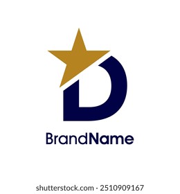 Simples e minimalista Ilustração design logotipo inicial D Combine com estrela. O logotipo pode ser usado em qualquer indústria e trabalhar em tamanho pequeno.