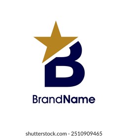 Diseño de logotipo de ilustración simple y minimalista Initial B Combine con estrella. Logo puede utilizar para cualquier industria y trabajar también en tamaño Pequeño.