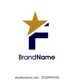 Simples e minimalista Ilustração logotipo design Inicial F Combinar com estrela. O logotipo pode ser usado em qualquer indústria e trabalhar em tamanho pequeno.