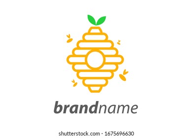 Simple and Minimalist illustration logo hive bee.