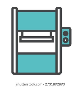 Ilustração simples e minimalista de uma máquina de imprensa