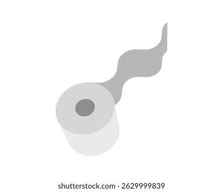 Simple, minimalist illustration of a roll of paper with a flowing end.  Perfect for concepts of continuity, flow, process, or even hygiene. Use in websites, presentations, or infographics.