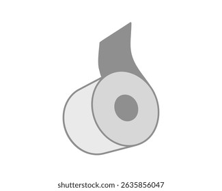 Simple, minimalist illustration of a roll of paper.  Perfect for concepts of consumption, supply, or process.