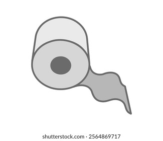 Simple, minimalist illustration of a toilet paper roll with a playful, unraveling end.