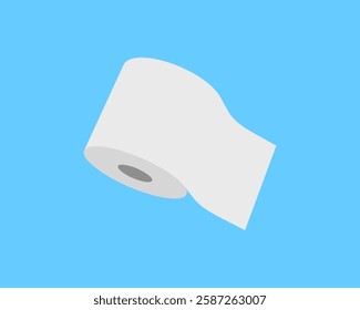 Simple, minimalist illustration of a toilet paper roll against a bright blue background.  Perfect for websites, apps, or presentations needing a clean, modern graphic.