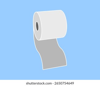 Simple, minimalist illustration of a toilet paper roll against a light blue background.  Perfect for websites, apps, or presentations needing a clean, modern aesthetic.