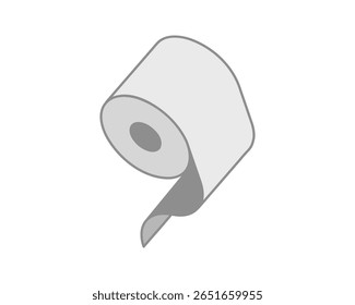 Ilustração simples e minimalista de um rolo de papel higiênico.  Perfeito para higiene, limpeza ou até mesmo conceitos de design abstratos.
