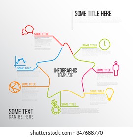 Plantilla Infográfica simple y minimalista - estrella creada por una línea fina y colorida con iconos del mismo estilo.