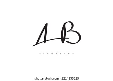 Simple and Minimalist Initial A and B Logo Design with Handwriting Style. AB Signature Logo