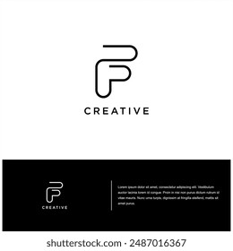 Simple minimalista inicial F logo letra Vector monograma diseño Plantilla