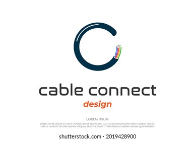 Simple Minimalist Initial Letter C for Cable Fiber Optic Logo Design Vector