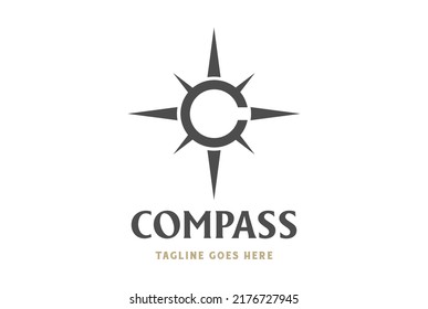 Simple Minimalist Initial Letter C with Arrow for Compass Outdoor Adventure Logo Design Vector
