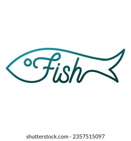 Simple Minimalist Initial Letter Fish Type Text Word Font Typography Lettering Calligraphy Illustration Vector