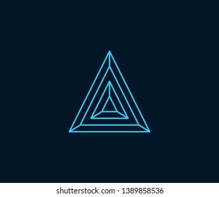 Simple A Minimalist Initial / Letter A modern logo design with blue neon color